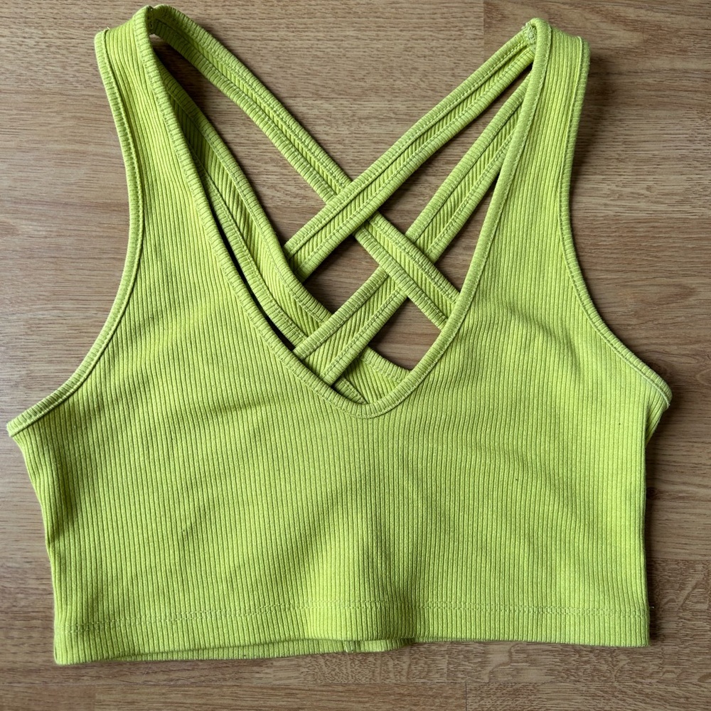 Urban Outfitters Lime Green Ribbed Crop Top